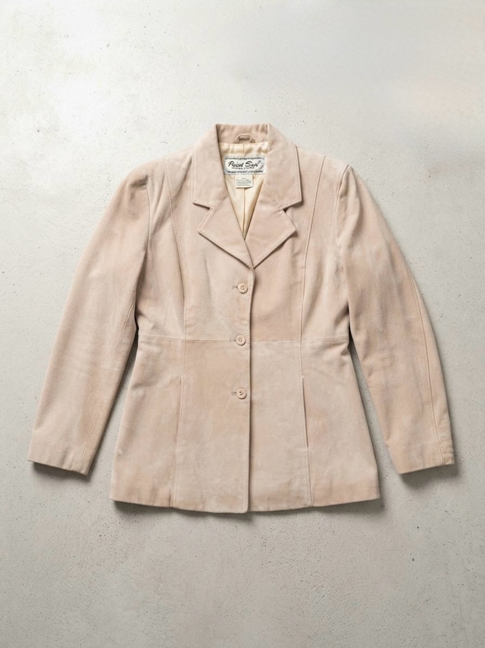 Vintage Paris Blues Beige Leather Blazer